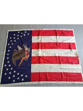 Vtg 1991 Fabric Traditions Bald Eagle USA Flag Panel 34"x44" Banner Patriotic